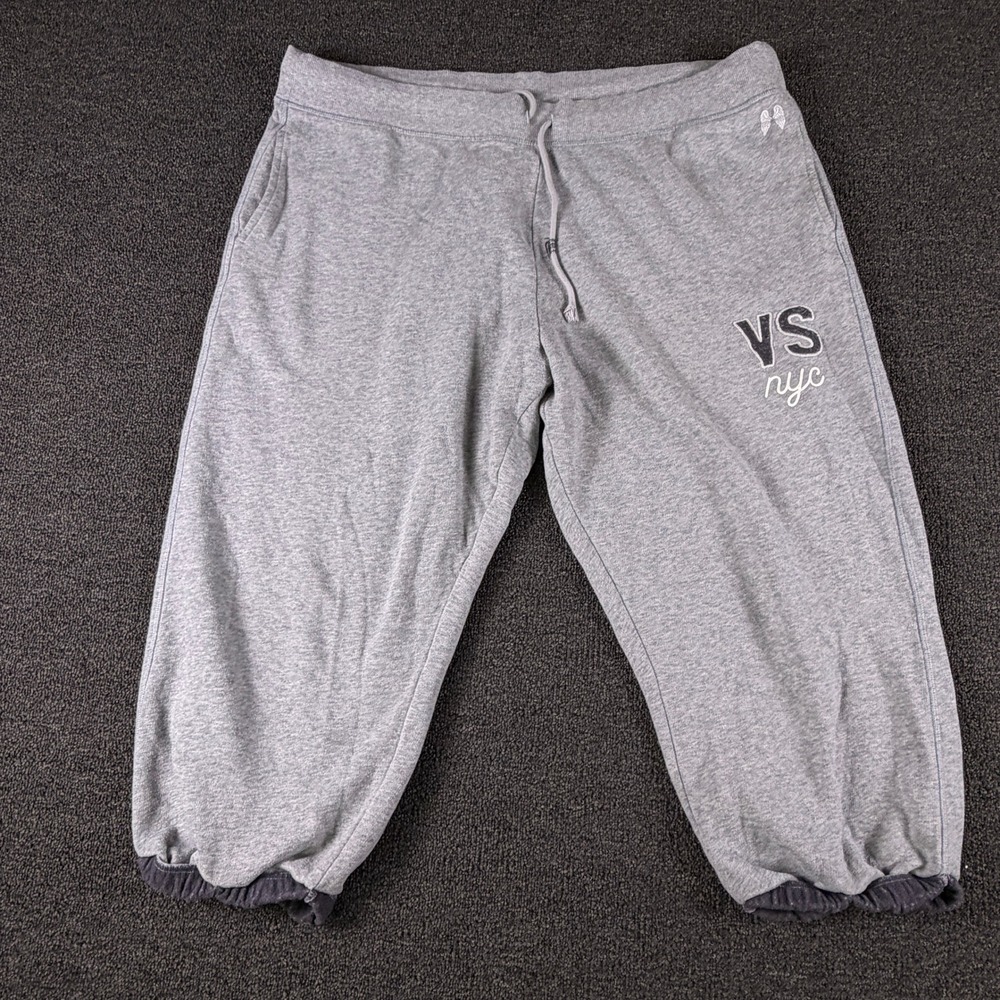 Victoria's Secret Sweatpants Womens XL Capri Jogger Gray VS NYC Graphic EUC